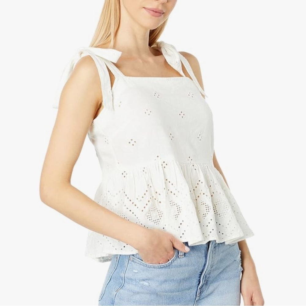Madewell Rosalie Tie-Strap Top in Geo Eyelet NWT